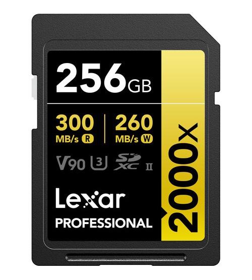 LEXAR SDcard 2000x SDXC UHS-II Card GOLD Series 256GB W 260MB/s 300MB/s  LSD2000256G-BNNNG 